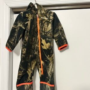 Columbia Green Camouflage Fleece Onesie with Orange Details